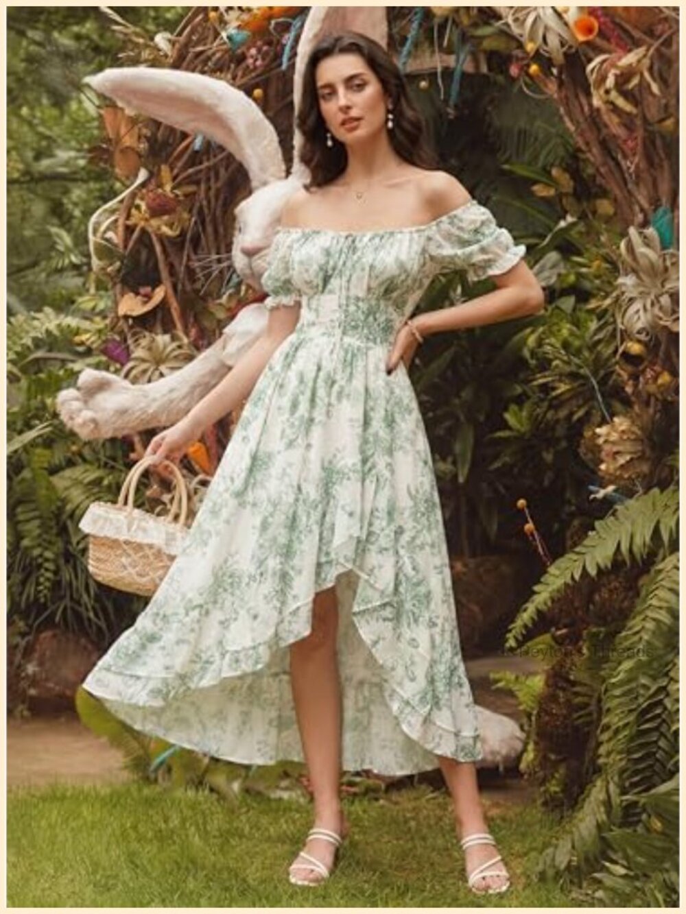 Corset Chiffon Flowy Sundress Wedding Guest Dress Summer - Picture 4 of 7